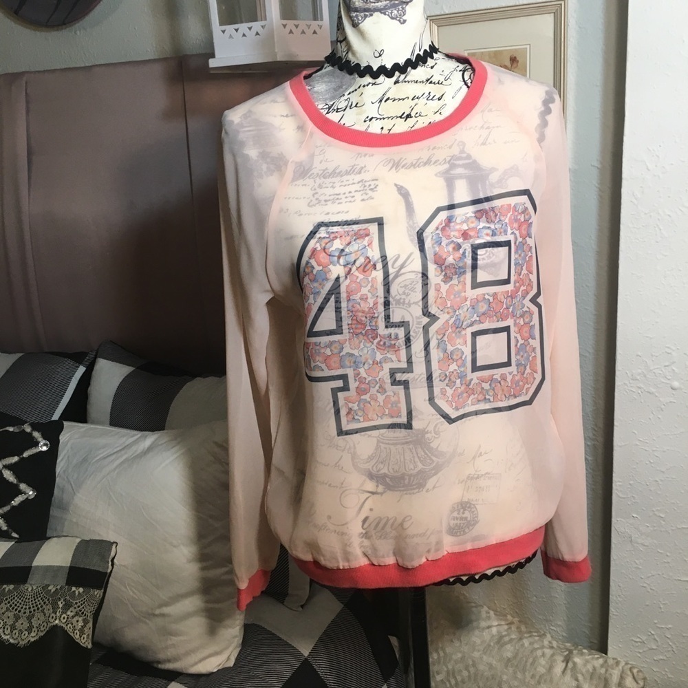 H&M sheer number monogrammed top